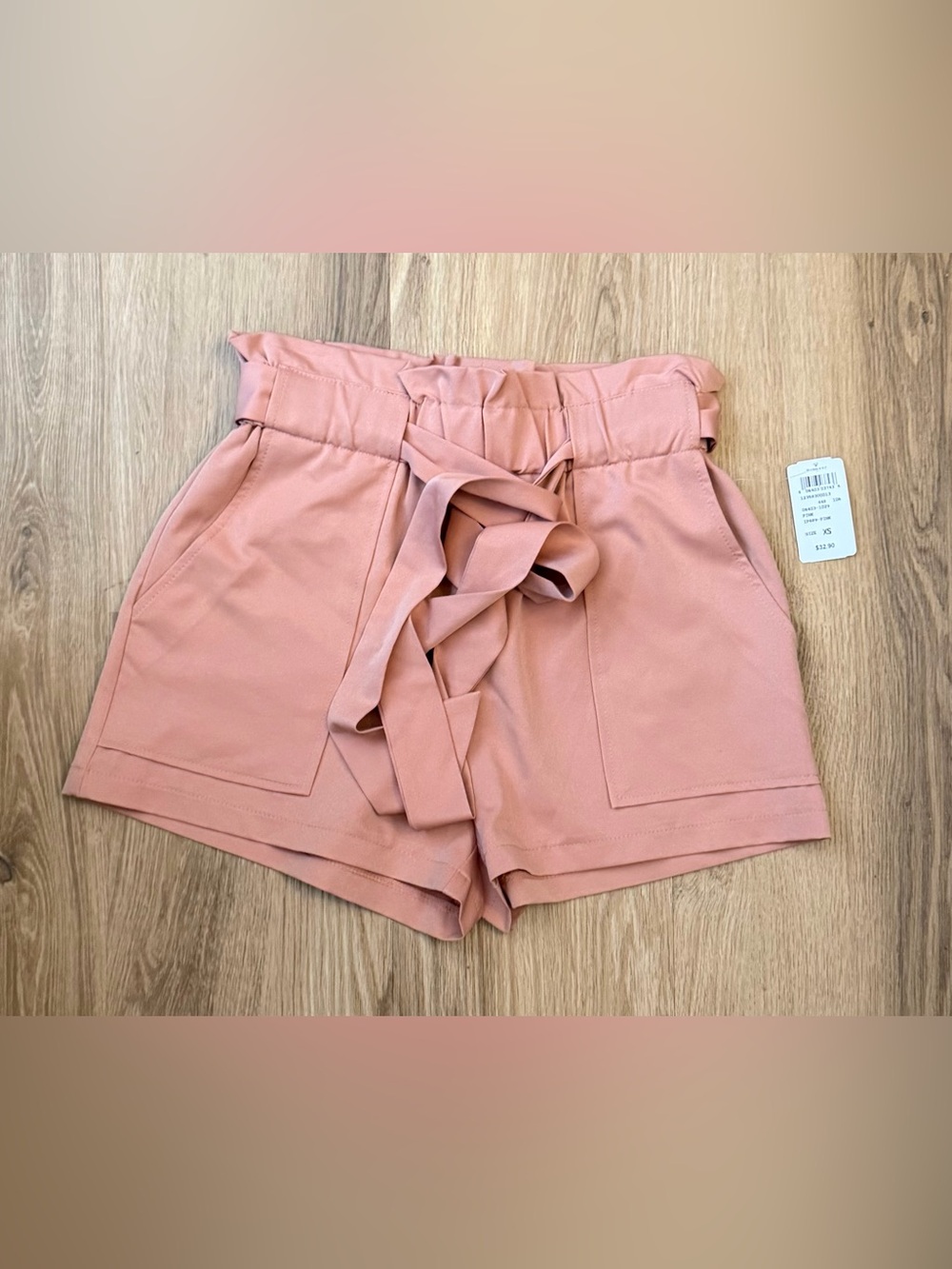 Windsor High-Waist Paperbag Tie Shorts - Dusty Pink